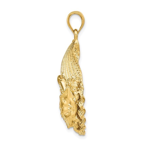 Million Charms 14k Yellow Gold Scallop Shell with Crab Necklace Charm Pendant - Picture 2 of 3